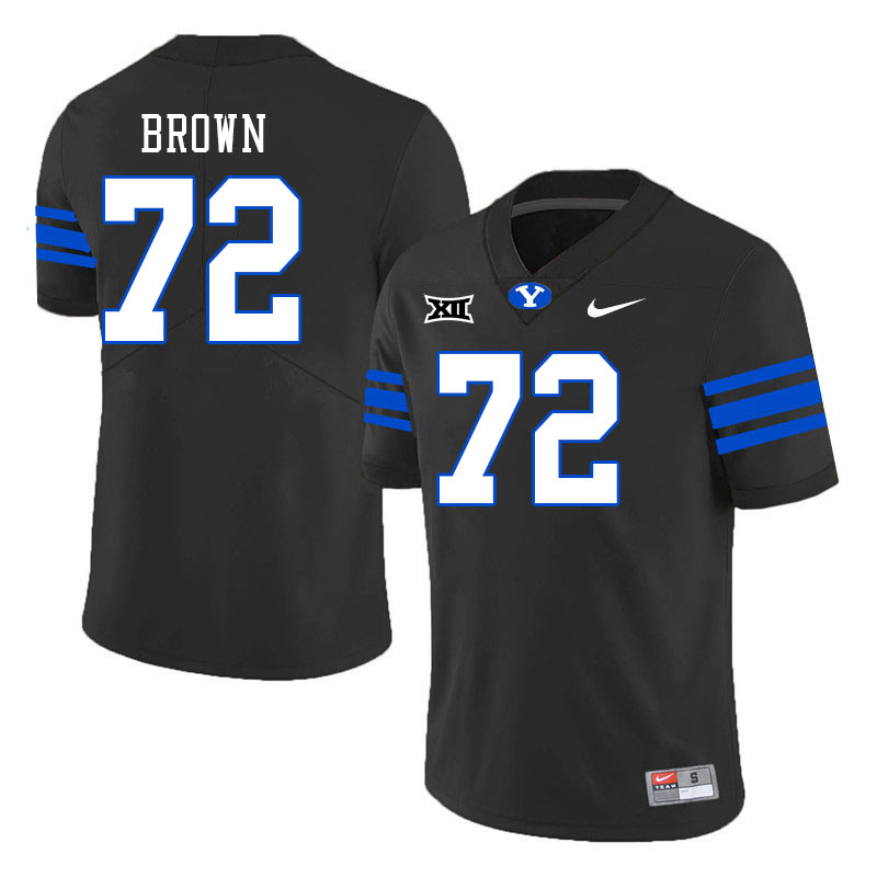 Men #72 Joe Brown BYU Cougars College Football Jerseys Stitched Sale-Black